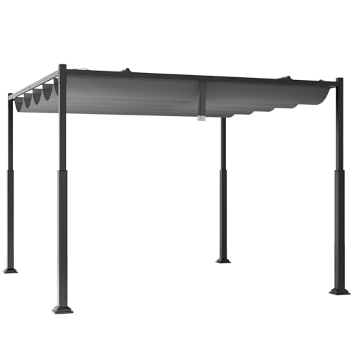 FANTASK Pergola mit Ausziehbarem Vordach, Pavillon mit Wetterfestem Stoff und Metallpfeilern, Langlebig, Sonnensicher, 3.1x3.1m von FANTASK