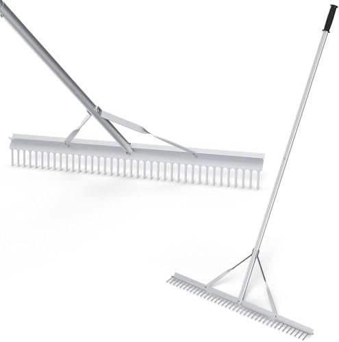 FANTASK Rechen mit langem Griff, Gartenrechen aus Aluminium mit 91 cm breitem Rechenkopf, 36 Zinken Laubrechen, Laubbesen, Rasenrechen zum Lockern des Bodens, Landschaftspflege FANTASK Rechen mit langem Griff, Gartenrechen aus Aluminium mit 91 cm breitem Rechenkopf, 36 Zinken Laubrechen, Laubbesen, Rasenrechen zum Lockern des Bodens, Landschaftspflege von FANTASK