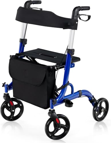 FANTASK Rollator faltbar und leicht mit Sitz, 2 in 1 Ruhestuhl & Reiserollator von FANTASK