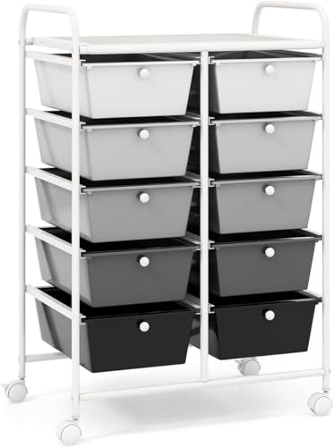 FANTASK Rollwagen mit 15 stapelbaren Schubladen, Schubladenwagen Rollcontainer mit Metallgestell, Badrollwagen Aufbewahrungswagen für Büro Wohnzimmer, 62,5 x 37 x 87 cm FANTASK Rollwagen mit 15 stapelbaren Schubladen, Schubladenwagen Rollcontainer mit Metallgestell, Badrollwagen Aufbewahrungswagen für Büro Wohnzimmer, 62,5 x 37 x 87 cm von FANTASK