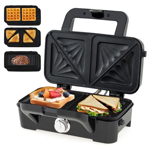 FANTASK Sandwich Toaster, Elektrischer Sandwichmaker, 3-in-1 Waffeleisen, Panini-Presse & Sandwichtoaster, Kontaktgrill tragbar mit 6 abnehmbaren Antihaftplatten & 5 Temperaturregelung FANTASK Sandwich Toaster, Elektrischer Sandwichmaker, 3-in-1 Waffeleisen, Panini-Presse & Sandwichtoaster, Kontaktgrill tragbar mit 6 abnehmbaren Antihaftplatten & 5 Temperaturregelung von FANTASK