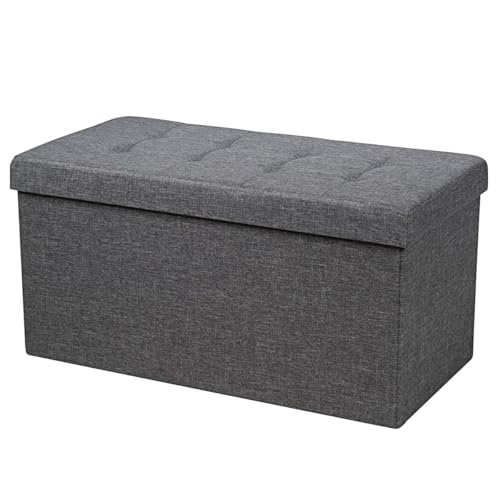 FANTASK Sitzhocker mit Stauraum, 80 cm x 40,5 cm x 40,5 cm Aufbewahrungsbox, klappbare Sitzbank, für Schlafzimmer & Eingangsbereich, dunkelgrau FANTASK Sitzhocker mit Stauraum, 80 cm x 40,5 cm x 40,5 cm Aufbewahrungsbox, klappbare Sitzbank, für Schlafzimmer & Eingangsbereich, dunkelgrau von FANTASK
