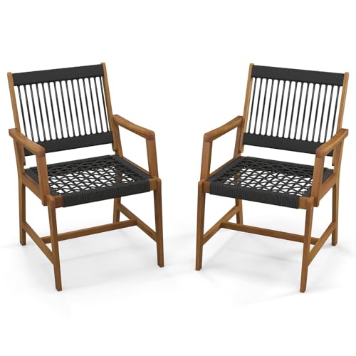 FANTASK Terrassenstühle aus Akazienholz und Seilgeflecht, 2er Set Balkonstühle & Gartenstühle mit Rückenlehne & Armlehne für Garten, Terrasse & Balkon, 160 kg Tragfähigkeit FANTASK Terrassenstühle aus Akazienholz und Seilgeflecht, 2er Set Balkonstühle & Gartenstühle mit Rückenlehne & Armlehne für Garten, Terrasse & Balkon, 160 kg Tragfähigkeit von FANTASK