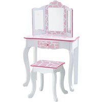 Fantasy Fields Kinder Schminktisch mit Spiegel und Hocker Frisiertisch Rosa/Weiß TD-11670D - Rosa / Weiß von TEAMSON KIDS