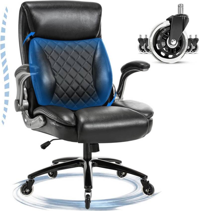 FANTASYLAB Bürostuhl Ergonomischer Chefsessel mit 3D Lendenwirbelstütze, Polsterstuhl Schreibtischstuhl, Flip-up Armlehnen von FANTASYLAB