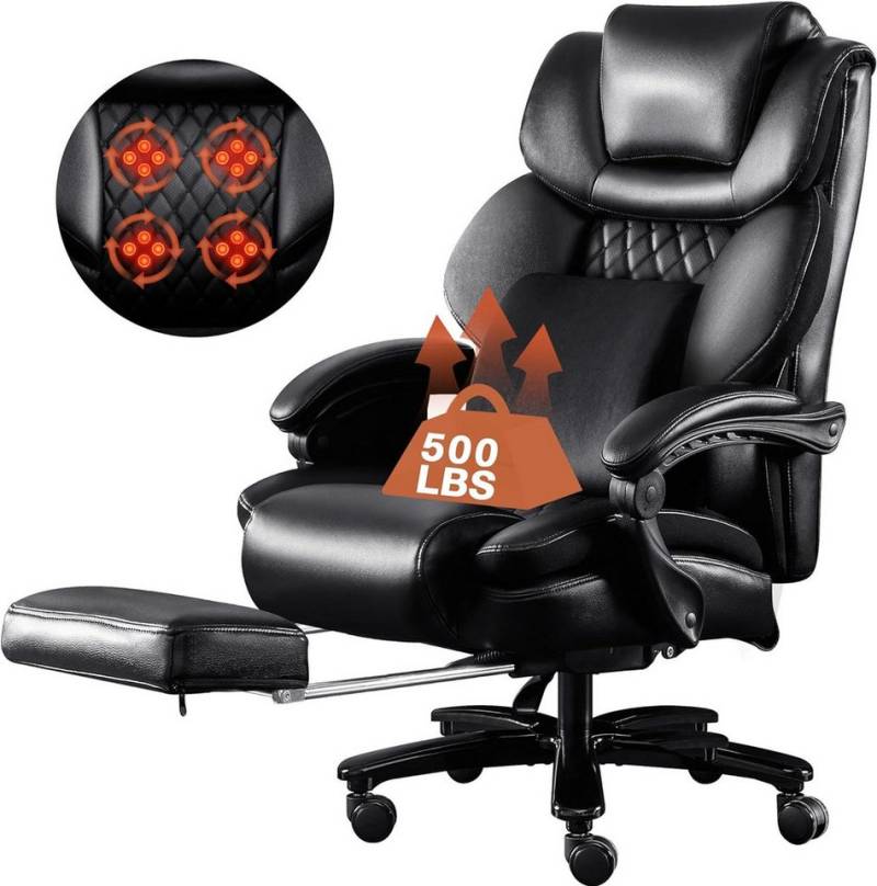 FANTASYLAB Bürostuhl Ergonomischer Chefsessel mit 3D Rollendes Massagefunktion, Seitliche Aufbewahrungstaschen, Verdicktes Kissen von FANTASYLAB