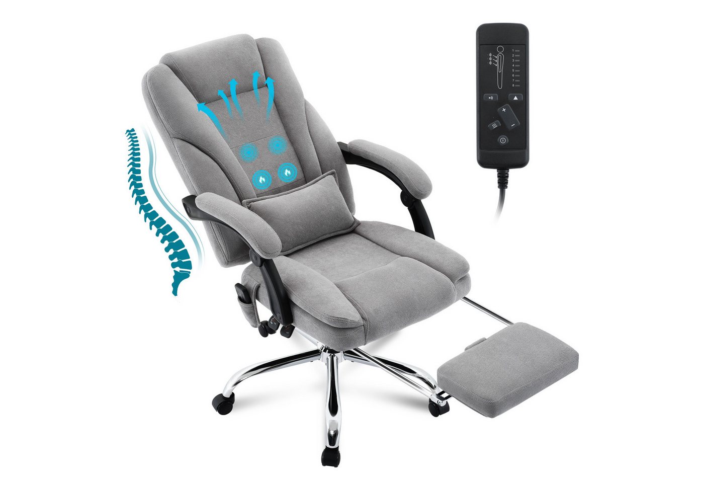 FANTASYLAB Bürostuhl Ergonomischer Schreibtischstuhl, Chefsessel mit Massagefunktion (1 St), Computerstuhl aus Stoff, mit 4-Punkt-Massage von FANTASYLAB