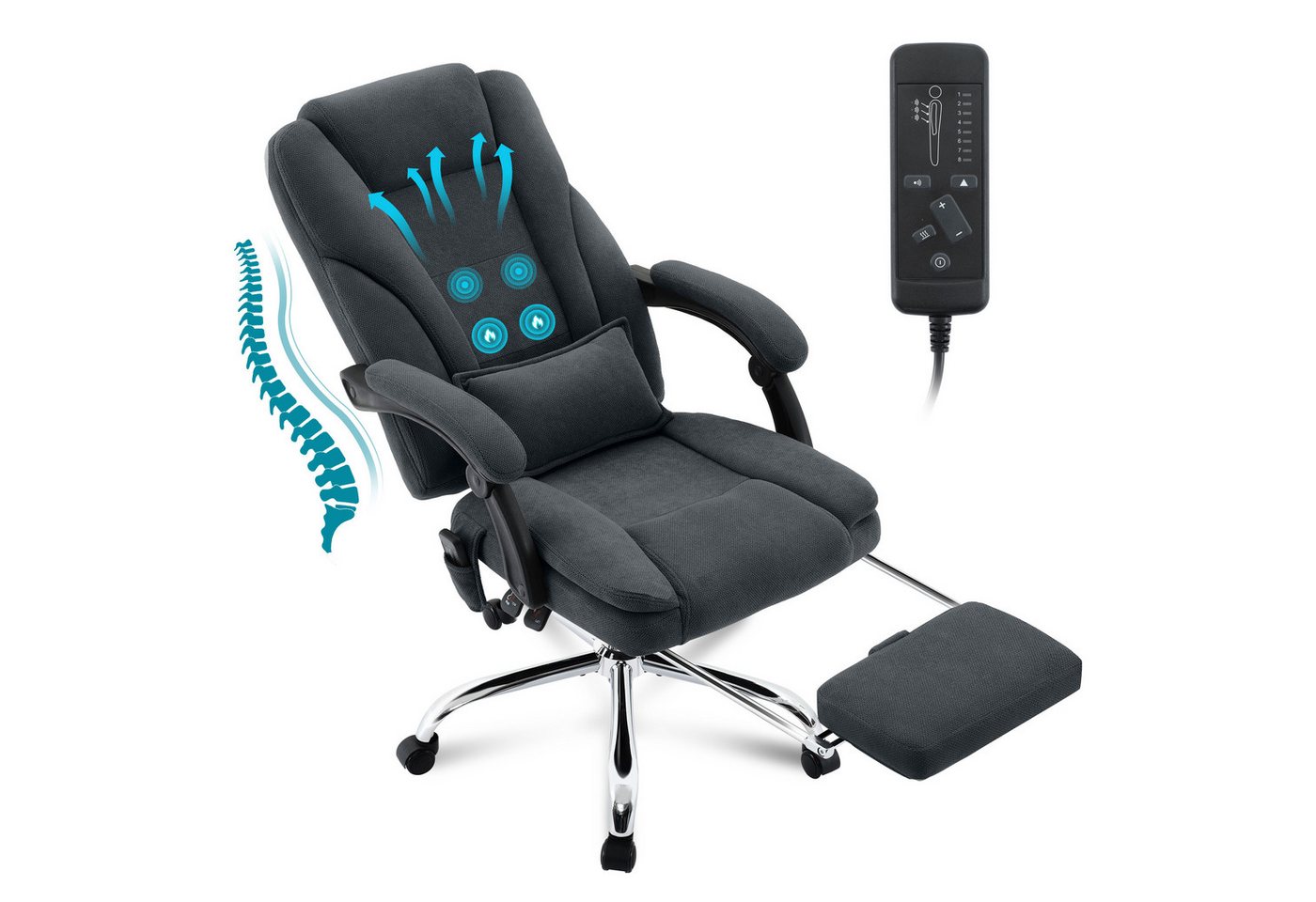 FANTASYLAB Bürostuhl Ergonomischer Schreibtischstuhl, Chefsessel mit Massagefunktion (1 St), Computerstuhl aus Stoff, mit 4-Punkt-Massage von FANTASYLAB