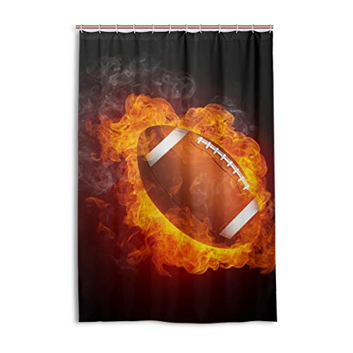 FANTAZIO Duschvorhang Fire Football Muster Polyester Badevorhang mit dicken C-Form Haken für Badezimmer wasserdicht 1 Stück 121,9 x 182,9 cm von FANTAZIO