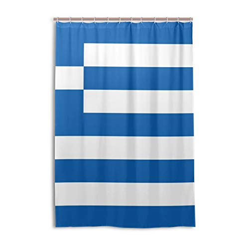 FANTAZIO Duschvorhang Flagge griechischer Polyester Badvorhang mit dicken C-förmigen Haken für Badezimmer, wasserdicht, 1 Stück, 121,9 x 182,9 cm von FANTAZIO