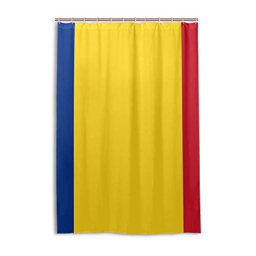 FANTAZIO Duschvorhang Flagge von Rumänien, Polyester, Badvorhang mit dicken C-förmigen Haken für Badezimmer, wasserdicht, 1 Stück, 122 x 183 cm von FANTAZIO