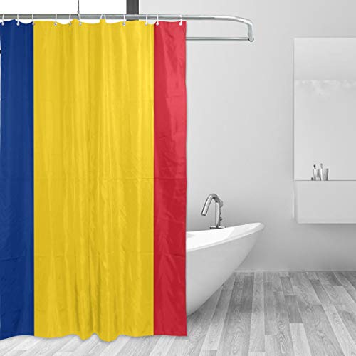 FANTAZIO Duschvorhang Flagge von Rumänien, Polyester, mit dicken C-förmigen Haken, für Badezimmer, wasserdicht, langlebig und superwasserdicht, 152,4 x 182,9 cm von FANTAZIO