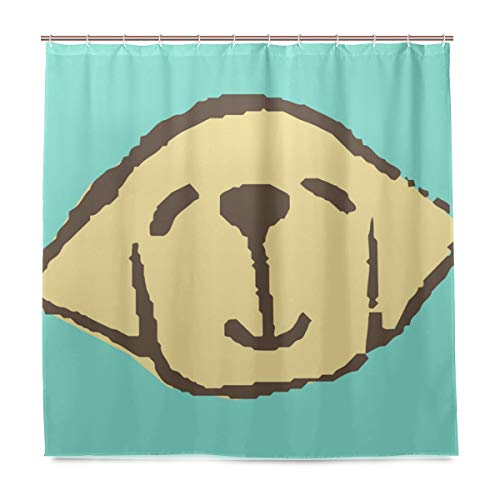 FANTAZIO Duschvorhang Golden Retriever Polyester Badvorhang mit dicken C-förmigen Haken für Badezimmer wasserdicht langlebig und super wasserdicht 182,9 x 182,9 cm von FANTAZIO