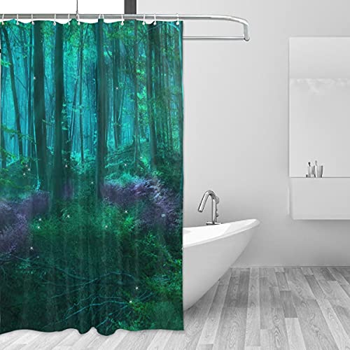 FANTAZIO Duschvorhang Magische Waldfeen schaffen einen bezaubernden Polyester-Badevorhang mit dicken C-förmigen Haken für Badezimmer, wasserdicht, langlebig und super wasserdicht, 152,4 x 182,9 cm von FANTAZIO