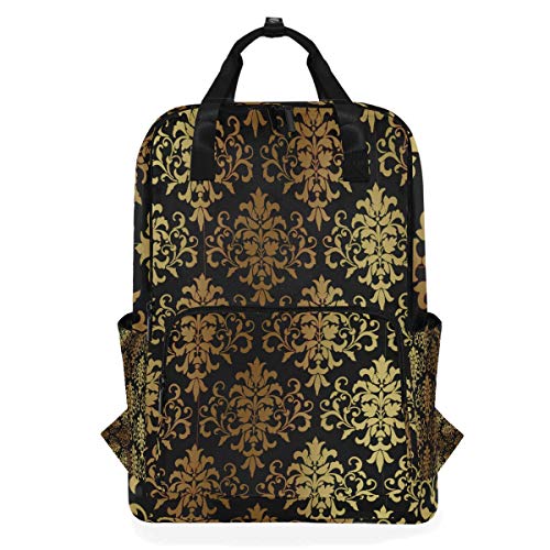 FANTAZIO Eleganter Gold-Blumen-Rucksack, lässiger Tagesrucksack von FANTAZIO