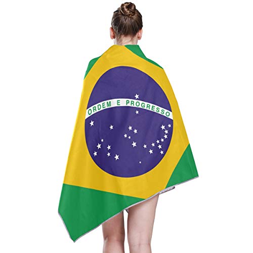 FANTAZIO Flagge Brasiliens Farbecht Badetuch Schnelltrocknend Badetuch Gym Handtücher von FANTAZIO