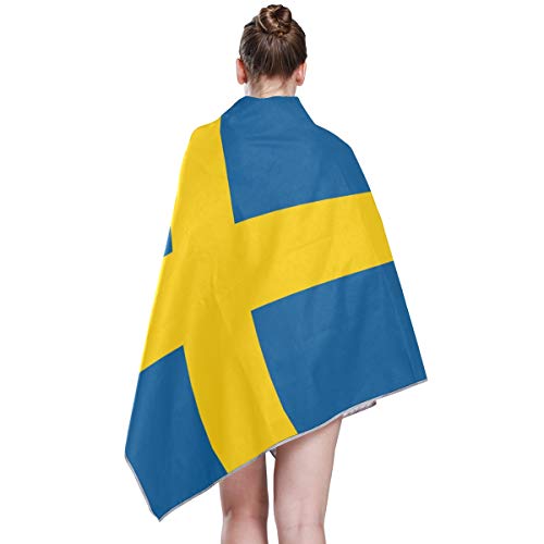 FANTAZIO Flagge von Schweden farbbeständiges Badetuch schnelltrocknende Badetücher Gym Handtücher von FANTAZIO