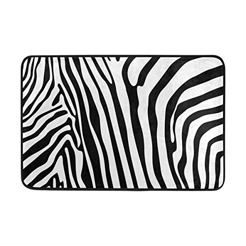 FANTAZIO Fußmatte für Eingangsbereich, Außenbereich, Zebra-Muster, gerade, Teppichgreifer für Küche/Badezimmer, 60 x 40 cm von FANTAZIO