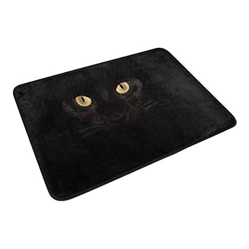 FANTAZIO Fußmatte für Eingangsbereich und Außenbereich, schwarze Katze, gerade Teppichgreifer, für Küche/Badezimmer, 60 x 40 cm von FANTAZIO