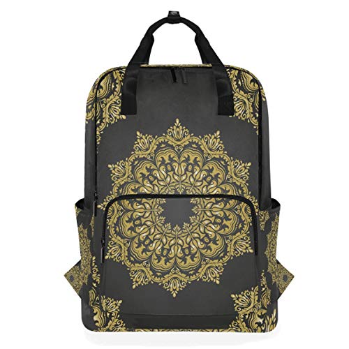 FANTAZIO Goldener Blumen-Rucksack, lässiger Tagesrucksack von FANTAZIO