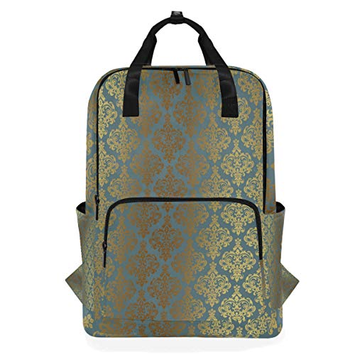 FANTAZIO Graceful Gold Blumen Rucksack Casual Daypack von FANTAZIO