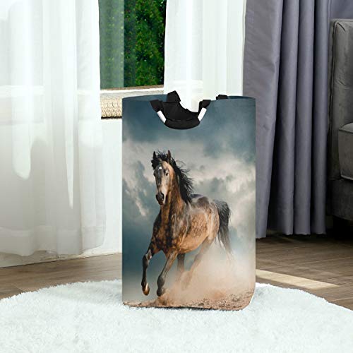 FANTAZIO Großer Wäschekorb mit Pferdemotiv, faltbarer Stoff-Wäschesack von FANTAZIO