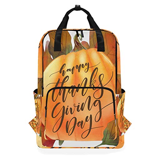 FANTAZIO Happy Thanksgiving Kürbis Rucksack Casual Daypack von FANTAZIO