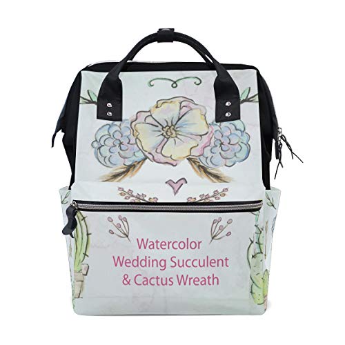 FANTAZIO Mumienrucksack Aquarell Hochzeit Sukkulenten Kaktus Schulranzen von FANTAZIO