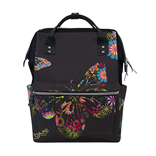 FANTAZIO Mumienrucksack Blumen und Schmetterlinge Schultasche von FANTAZIO