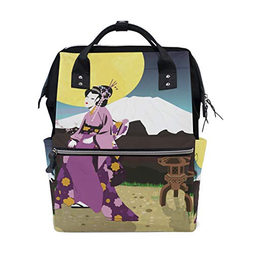 FANTAZIO Mumienrucksack Japanisches Mädchen Dragon Moon Schultasche von FANTAZIO