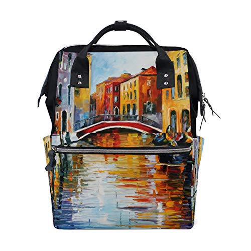 FANTAZIO Mumienrucksack Stone Bridge Ölgemälde Schultasche FANTAZIO Mumienrucksack Stone Bridge Ölgemälde Schultasche von FANTAZIO