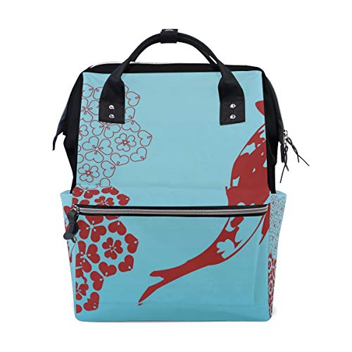 FANTAZIO Mumienrucksack mit Blumenmuster und Koifisch von FANTAZIO