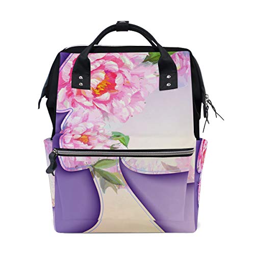 FANTAZIO Mumienrucksack schöne Junge Frau mit Blumen im Haar Muster Schultasche von FANTAZIO