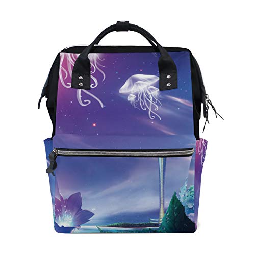 FANTAZIO Mumienrucksack schöne Quallen mit Blumen Schultasche von FANTAZIO