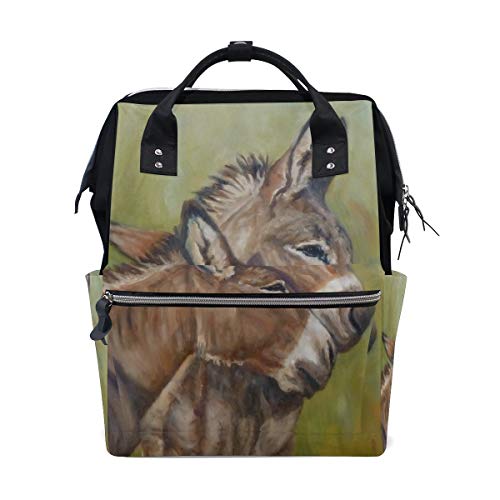 FANTAZIO Mummy Bag Rucksack Tiermalerei Esel Umarmungen Schultasche von FANTAZIO