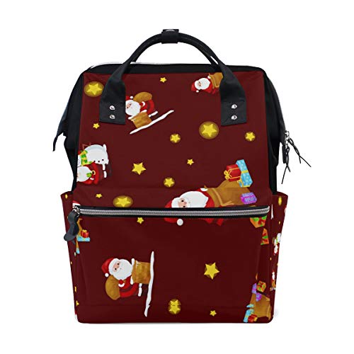 FANTAZIO Mummy Bag Rucksack Weihnachten Schneemann Winter Geschenke Sterne Muster Schultasche von FANTAZIO