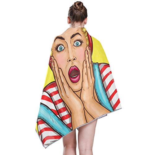 FANTAZIO Pop Art Surprised Housewife farbecht Badetuch schnelltrocknend Badetuch Gym Handtücher von FANTAZIO