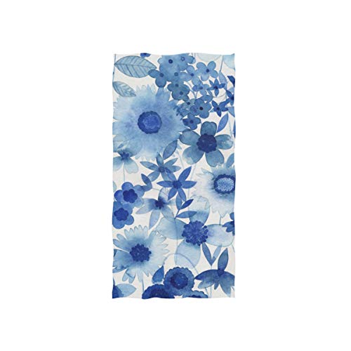 FANTAZIO Premium Baumwoll-Handtuch Delft Blue Floral Cotton Waschlappen von FANTAZIO