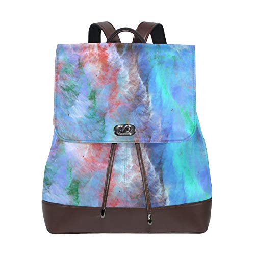 FANTAZIO Rucksack Abstrakte Farbe Wave Schultasche Leder Daypack FANTAZIO Rucksack Abstrakte Farbe Wave Schultasche Leder Daypack von FANTAZIO