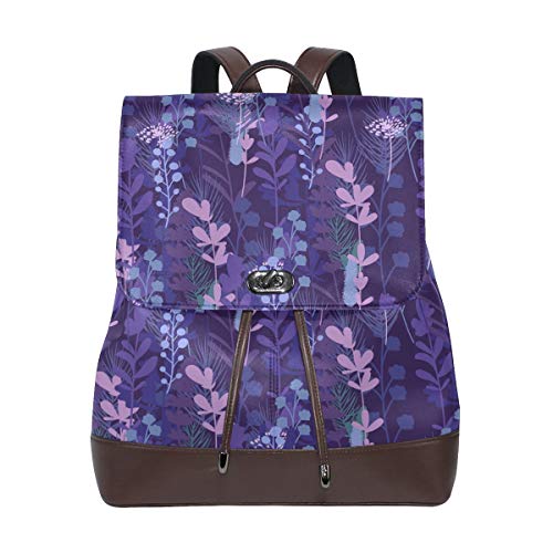 FANTAZIO Rucksack Amazing Wisteria Blumen Muster Schultasche Leder Daypack von FANTAZIO