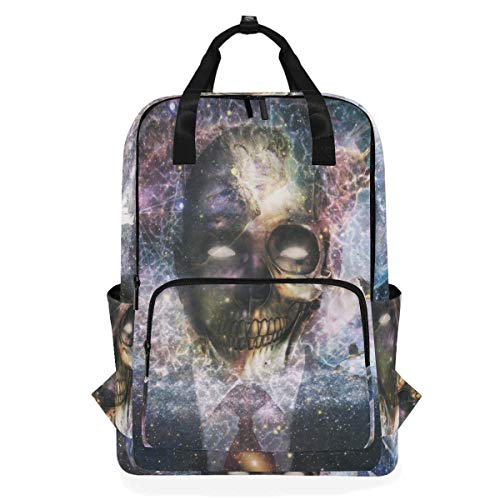 FANTAZIO Rucksack mit abstraktem Totenkopf Galaxie Erde von FANTAZIO