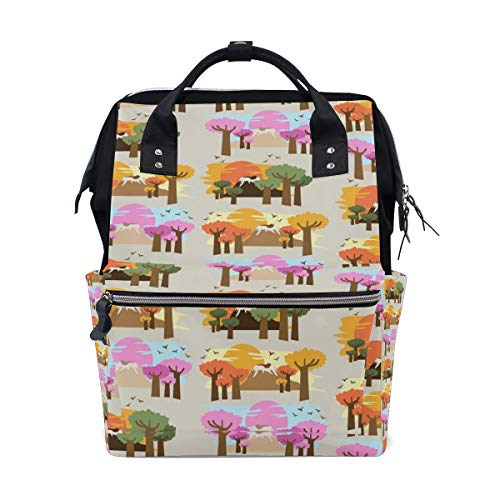 FANTAZIO Rucksäcke Baobab Bäume Afrika Muster Schultasche Segeltuch Daypack von FANTAZIO