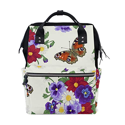 FANTAZIO Rucksäcke Blumen und Schmetterlinge Schultasche Segeltuch Daypack von FANTAZIO