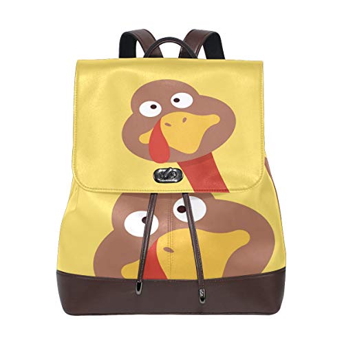 FANTAZIO Rucksäcke Dull Thanksgiving Truthahn Schultasche Leder Daypack von FANTAZIO