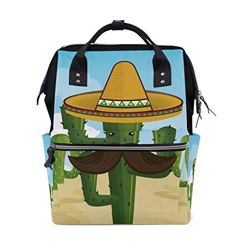 FANTAZIO Rucksäcke Kaktus Charakter mit mexikanischem Hut, Schultasche, Segeltuch Daypack von FANTAZIO
