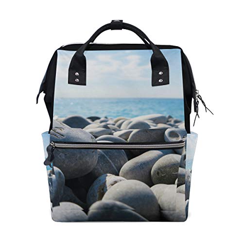 FANTAZIO Rucksäcke Rocks Beach Blue Sky Schultasche Segeltuch Daypack von FANTAZIO