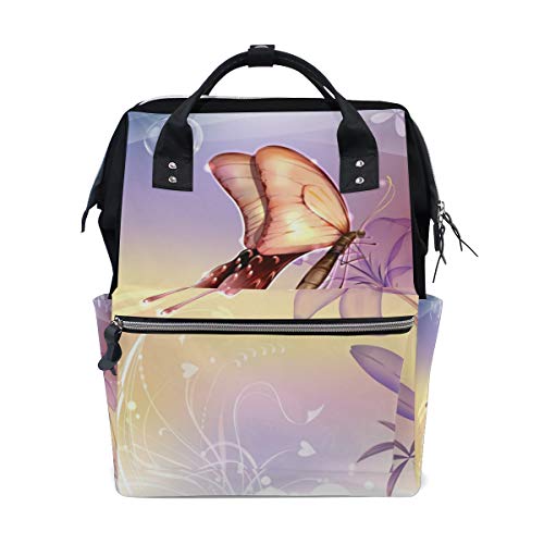 FANTAZIO Rucksäcke Schmetterling Blumen Schultasche Segeltuch Daypack von FANTAZIO