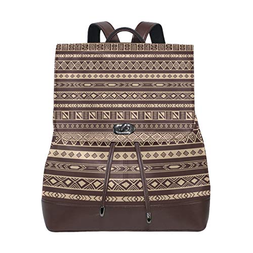 FANTAZIO Rucksäcke afrikanischer Teppich Muster Schultasche Leder Daypack von FANTAZIO