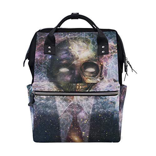 FANTAZIO Rucksäcke mit abstraktem Totenkopf Galaxie Erde Schultasche Segeltuch Daypack von FANTAZIO