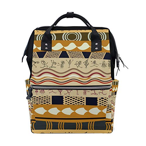 FANTAZIO Rucksäcke mit afrikanischem Blumenmuster, Schultasche aus Segeltuch von FANTAZIO